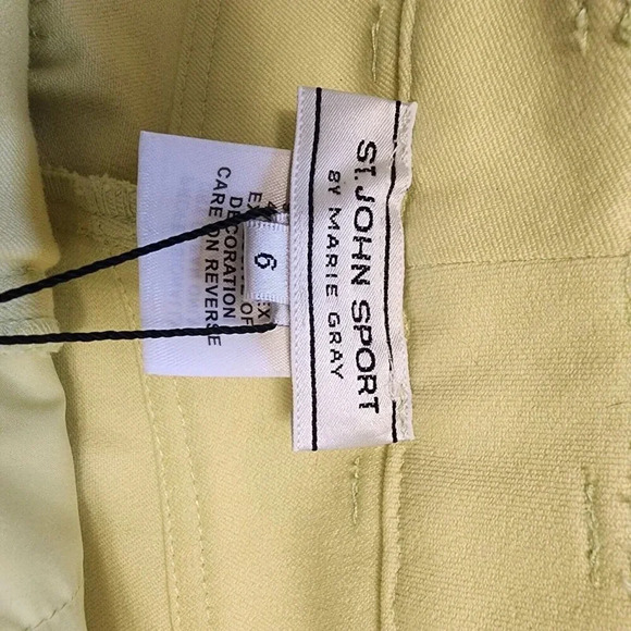 New $245 St. John Classic Bootcut Jean Lemonade Yellow Embroidered Size 6 - Picture 10 of 12